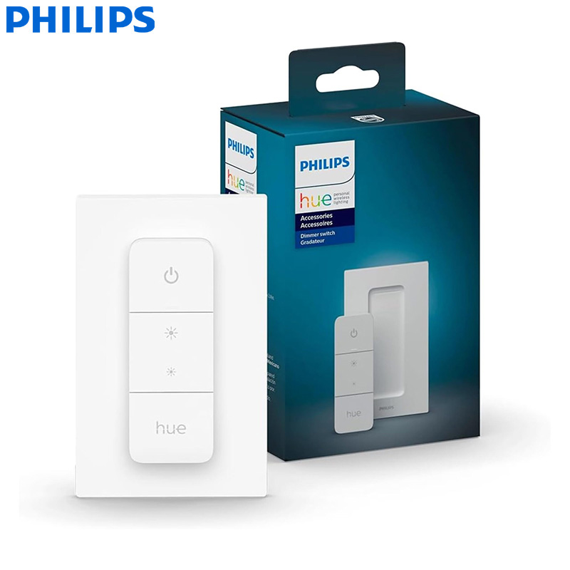 Philips Light Hue White - フィリップス Hue スマート調光スイッチ リモコン付き Hue ライトのオン/オフ、明るさ調整、配線不要の設置、ホワイトカラー