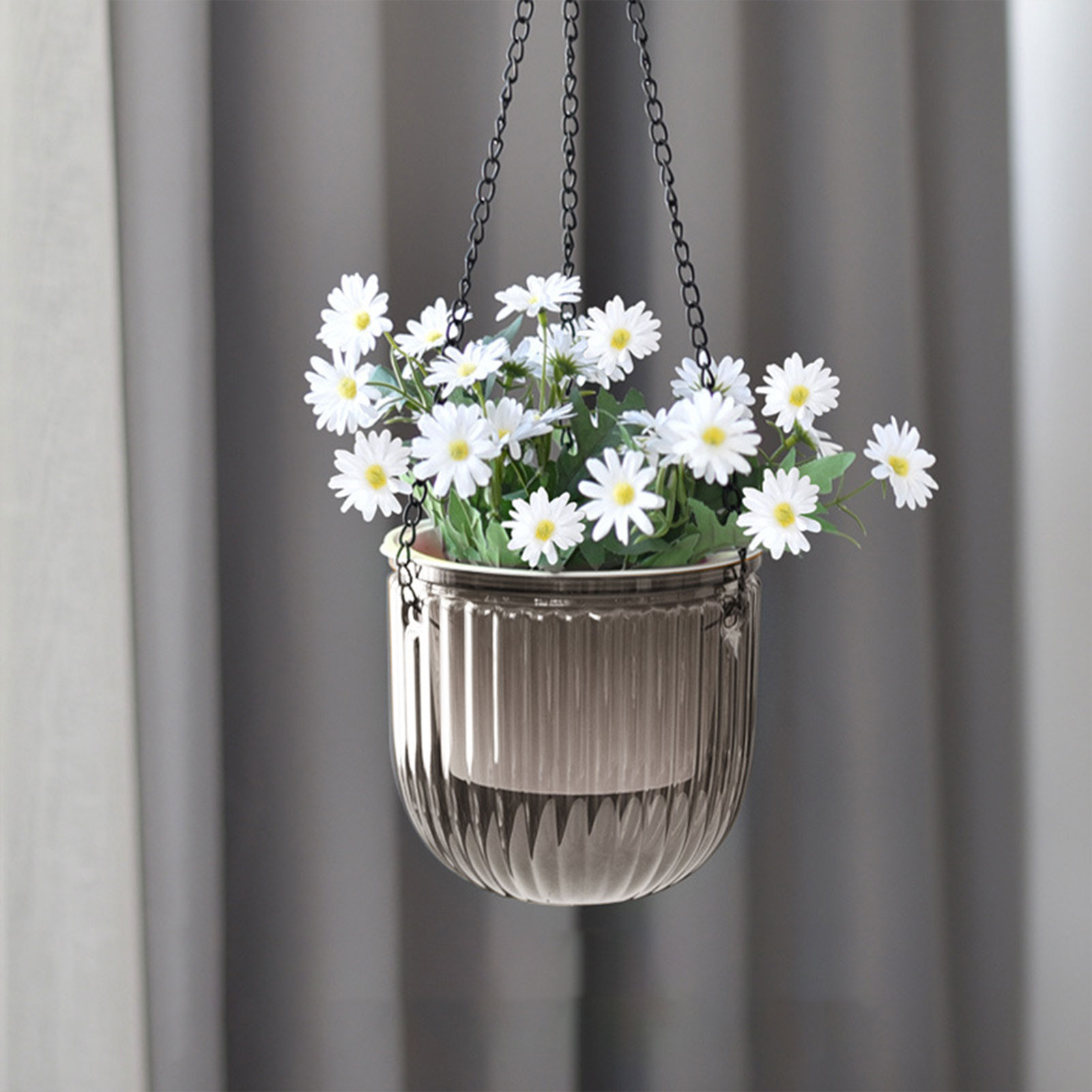 Spider Plant Hanging - 自動給水植木鉢 透明吊り下げフラワーバスケット ポトス、スパイダープラント用 水耕栽培 室内庭園装飾 ABS製