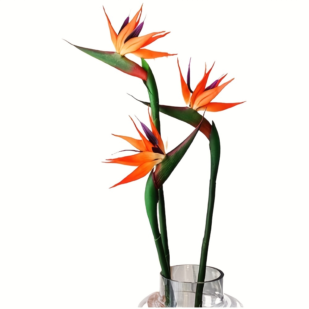 Bird Paradise Strelitzia - 人工天国の鳥の花 3 個、偽の極楽鳥ストレリチア、ホームオフィスの結婚式のテーブル装飾用のフェイクシルク植物