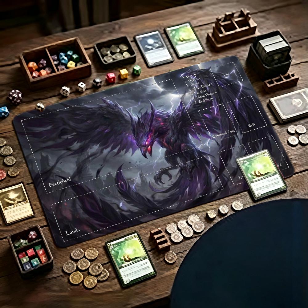 Tradescantia Purple - ダークパープルフェニックスプレイマットTCGカードゲームマット大型マウスパッド滑り止めゴムベーストレーディングカードゲームデスクマットMTGボードゲーム用