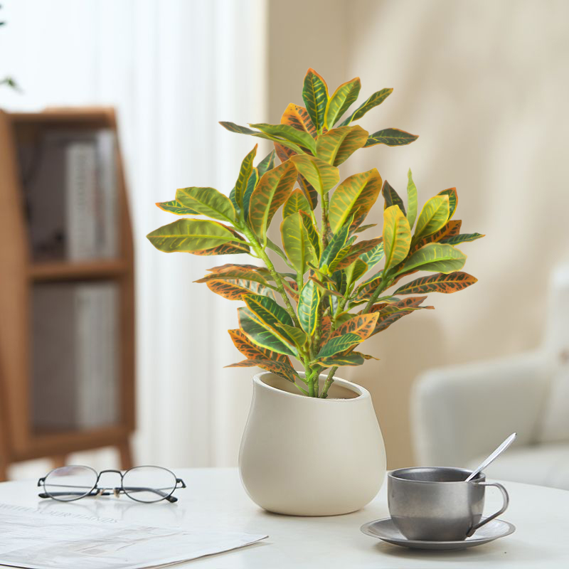 Ficus Lyrata Tree - 24-41 センチメートル人工植物偽フィカスの木熱帯ガジュマルの木小さな植物の枝プラスチック Codiaeum 葉家庭菜園の装飾