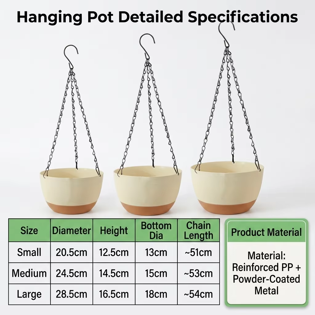 Spider Plant Hanging - モダンなデュアルカラー吊り下げ式植木鉢、プラスチック製スパイダープランター、金属チェーン付き、屋外/屋内装飾用バスケット、ガーデン用