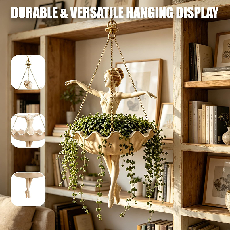 バレエダンサー型ハンギングプランター、金属チェーン付きバレリ - Spider Plant Hanging のレビューと価格