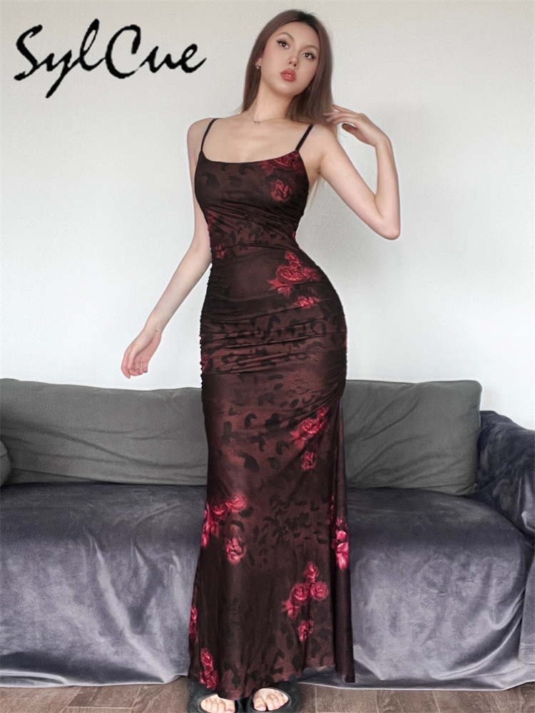 シルクレッドプリントデザインサマーパーティー女王知性エレガン - Aglaonema Red のレビューと価格
