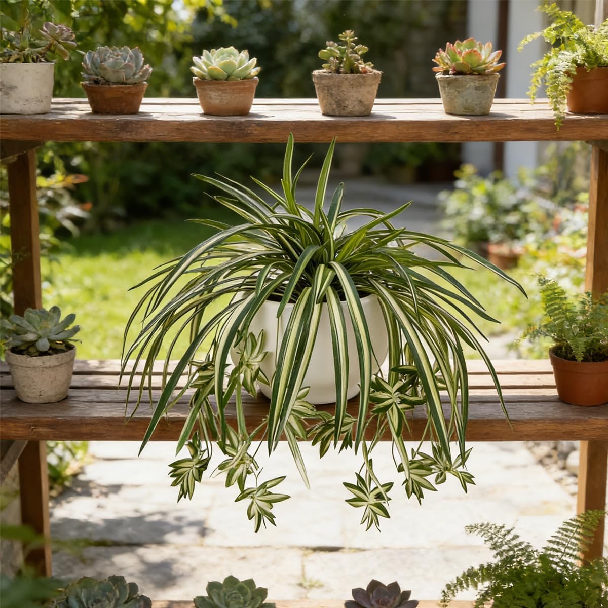 4個入り人工吊り下げスパイダープランツ、クロロフィツム、フェ - Spider Plant Hanging のレビューと価格